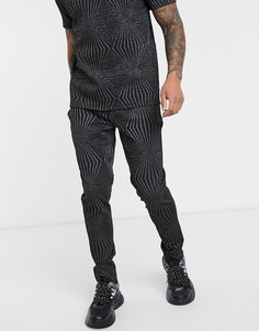 Черные жаккардовые джоггеры скинни от комплекта ASOS DESIGN-Черный