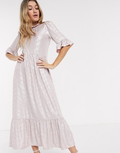 Свободное платье с эффектом металлик ASOS DESIGN-Розовый