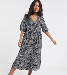 Жаккардовое свободное платье с запахом и цветочным узором ASOS DESIGN Petite-Мульти