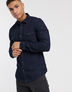 Джинсовая рубашка в стиле вестерн с длинными рукавами Only & Sons-Темно-синий