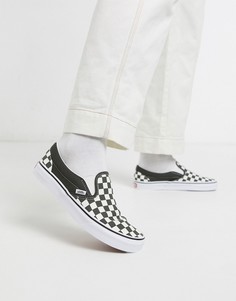 Кеды-слипоны в зеленую клетку Vans Classic-Зеленый