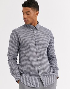 Приталенная рубашка с геометрическим принтом Ben Sherman-Белый