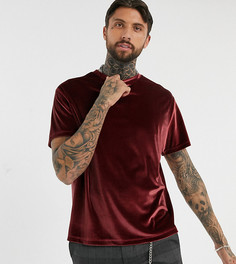 Бордовая велюровая футболка Bershka-Красный