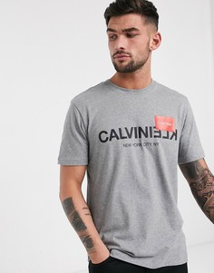 Серая футболка с логотипом Calvin Klein-Серый