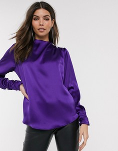 Фиолетовый атласный топ со стразами River Island