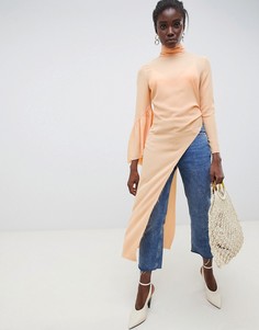 Асимметричный топ с расклешенными рукавами ASOS WHITE-Розовый