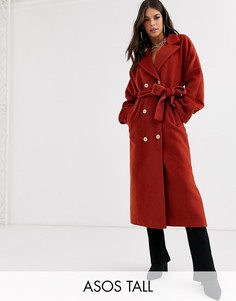 Oversize-пальто макси рыжего цвета ASOS DESIGN Tall-Красный