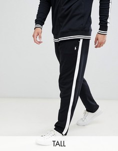 Черные джоггеры с логотипом, полосами по бокам и молниями на манжетах Polo Ralph Lauren Big & Tall-Черный