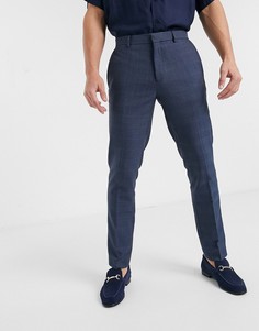 Узкие строгие брюки в клетку Burton Menswear-Синий