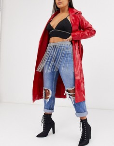 Серебристый ремень с бахромой и стразами ASOS DESIGN-Серебряный