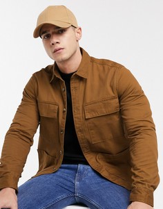 Темная свободная рубашка рыжего цвета Burton Menswear-Коричневый