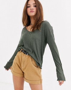 Лонгслив Free People Sienna-Зеленый