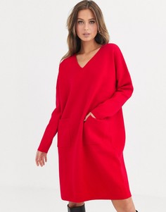 Платье-джемпер с V-образным вырезом и карманами Liquorish-Красный