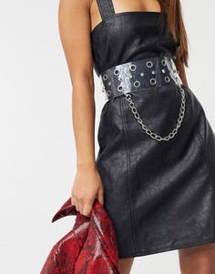 Прозрачный широкий ремень с люверсами и цепочкой ASOS DESIGN-Очистить
