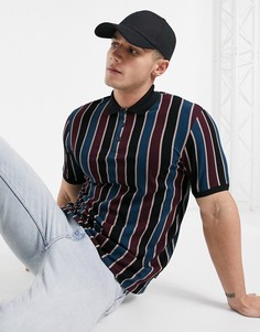 Черное поло с полосой Burton Menswear-Черный