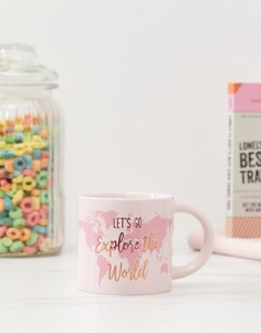 Кружка с надписью \"lets go explore the world\" Sass & Belle-Мульти