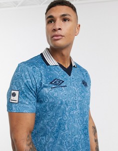 Голубая трикотажная футболка Pretty Green x Umbro-Синий