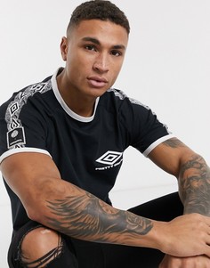 Черная футболка с лентой на рукавах реглан Pretty Green x Umbro-Черный