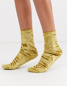 Бархатные носки горчичного цвета ASOS DESIGN-Желтый
