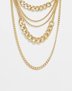 Ярусное массивное золотистое ожерелье Ashiana-Золотой