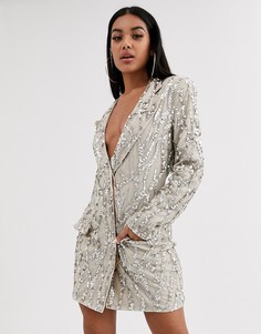Платье в стиле смокинга с отделкой Missguided-Золотой