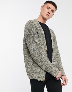 Свободный кардиган в рубчик ASOS DESIGN-Бежевый