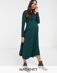 Зеленое свободное платье с цветочным принтом New Look Maternity-Зеленый