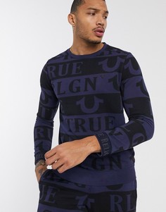 Темно-синий свитшот с принтом True Religion