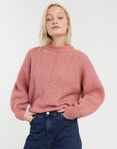 Розовый ажурный вязаный джемпер Monki