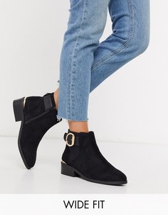Черные ботинки для широкой стопы с пряжками River Island-Черный