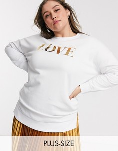 Белый джемпер с надписью \"love\" New Look Curve-Розовый