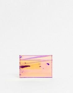 Розовый голографический кошелек для карт Monki
