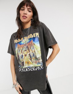 Черная футболка с принтом \"Iron Maiden\" Bershka-Черный