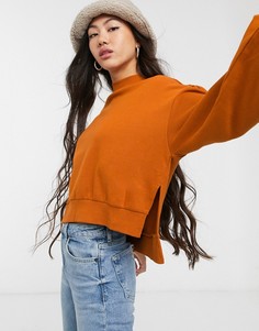 Оранжевый свитшот с пышными рукавами Monki
