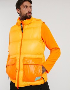 Дутый лыжный жилет неоново-оранжевого цвета ASOS 4505-Оранжевый