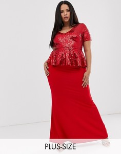 Платье макси с баской City Goddess Plus-Красный