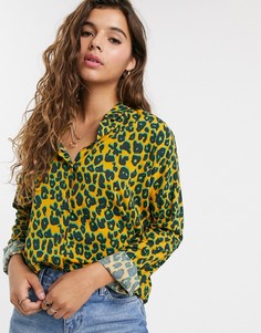 Рубашка с леопардовым принтом Maison Scotch-Коричневый