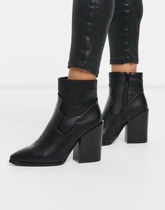 Черные ботинки в стиле вестерн на каблуке Truffle Collection-Черный