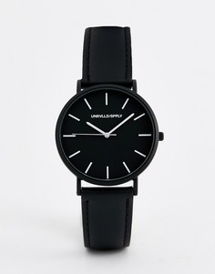 Монохромные часы с ремешком из искусственной кожи ASOS DESIGN-Черный