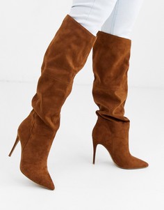 Светло-коричневые свободные сапоги на каблуке-шпильке Steve Madden-Светло-коричневый