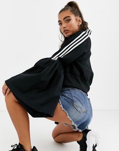 Черная олимпийка с тремя полосками и расклешенными рукавами adidas Originals-Черный