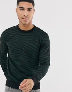 Трикотажный джемпер с круглым вырезом и узором \"зебра\" Brave Soul-Зеленый