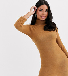 Платье-джемпер цвета верблюжьей шерсти с высоким воротом Brave Soul Petite mandy-Коричневый