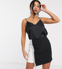 Монохромная мини-юбка с отделкой River Island Petite-Черный