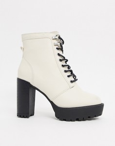 Белые ботинки на шнуровке River Island-Кремовый