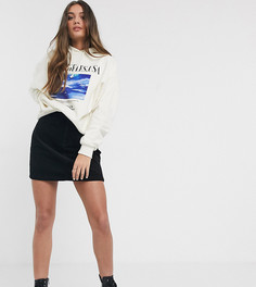 Черная вельветовая мини-юбка New Look Petite-Черный