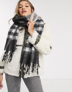 Шарф в монохромную клетку Topshop-Черный