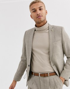 Коричневый супероблегающий пиджак с узором \"гусиная лапка\" Twisted Tailor-Светло-коричневый