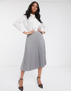 Светло-серая плиссированная юбка миди Vero Moda-Коричневый