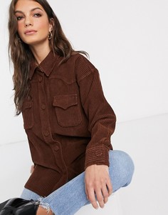 Коричневая вельветовая oversize-рубашка ASOS DESIGN-Коричневый